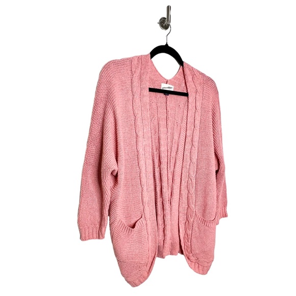 NEW Universal Thread Cable Knit Open Front Cardigan Sweater Blush Size Small - Picture 3 of 5